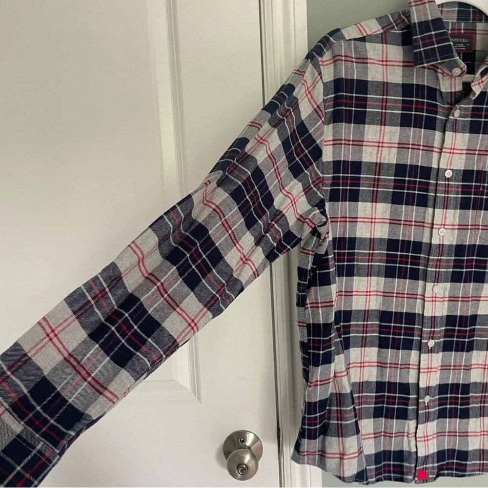 UNTUCKit Campeneta  Blue Plaid Long Sleeve Flannel Shirt Button Front - Picture 6 of 12